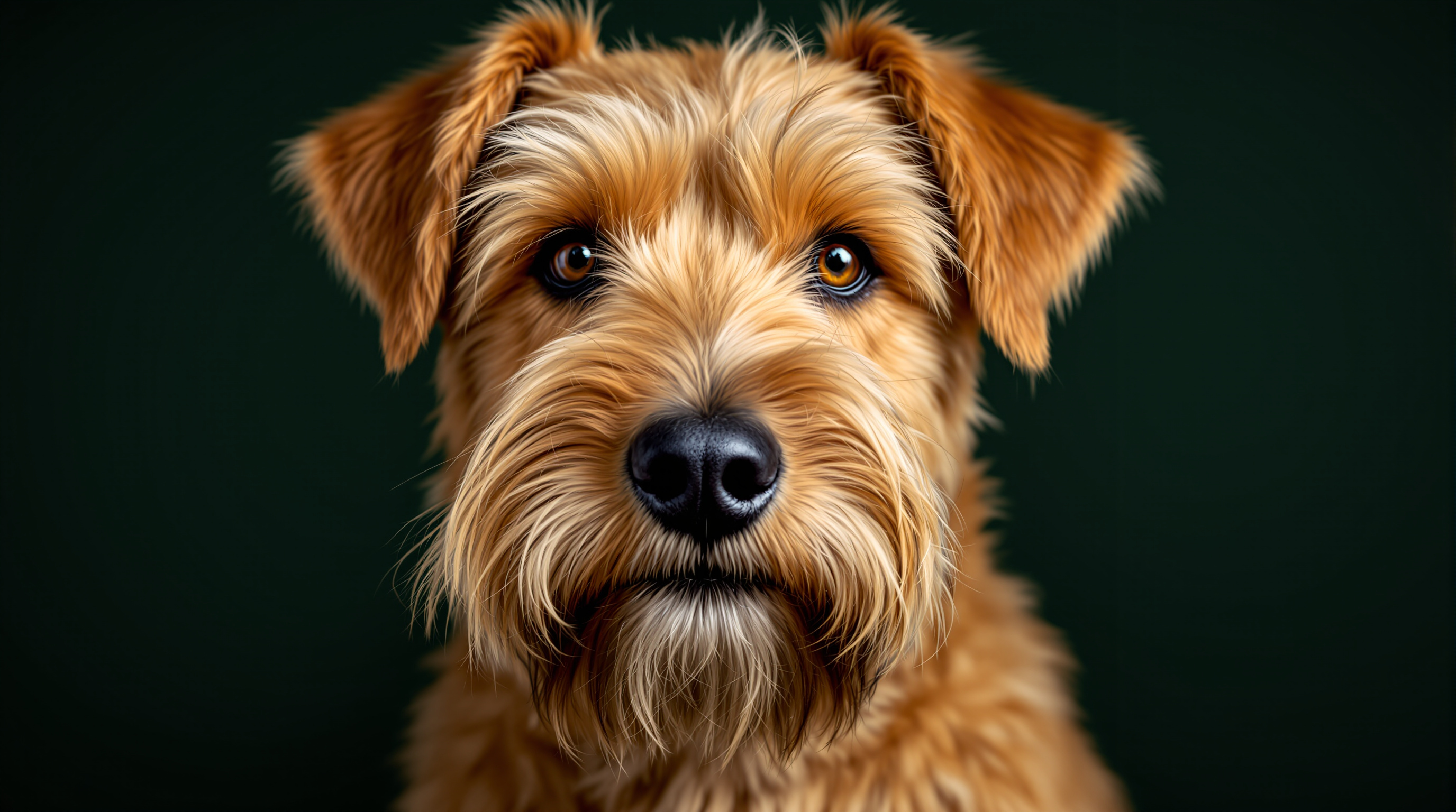 A dignified portrait of a wheaten Glen of Imaal Terrier
